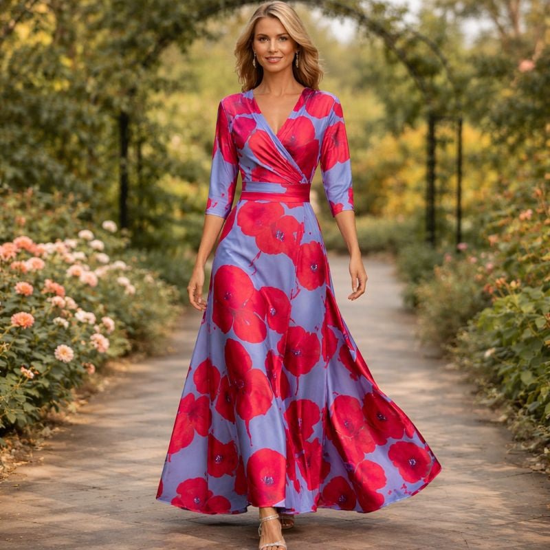 Fleur | Elegantsed Lilled Kleit V-kaelusega
