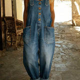 Rocio - Lahe denim kombinesoon reguleeritava klambriga