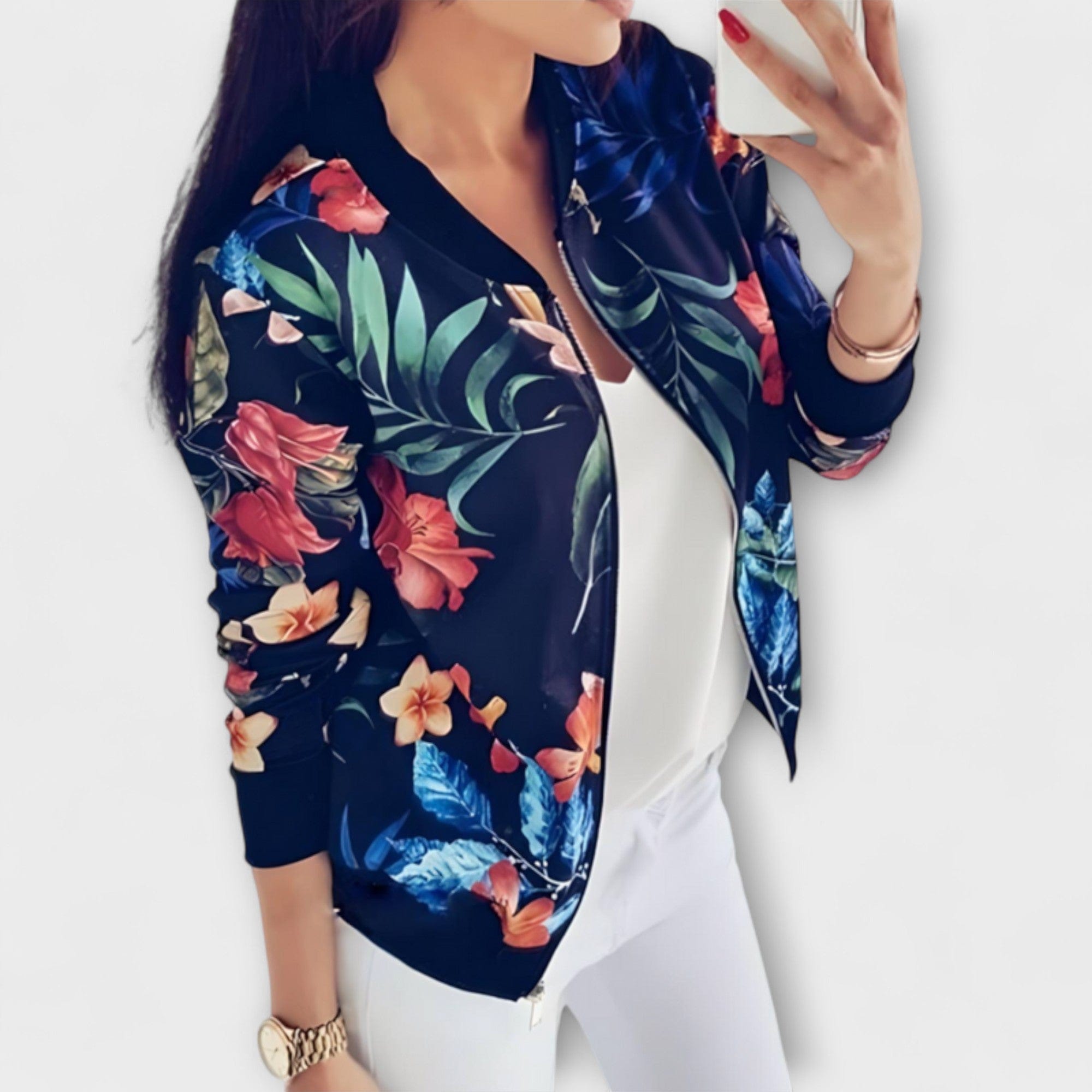 Andreia | Elegantne bomberjakk lillemustriga